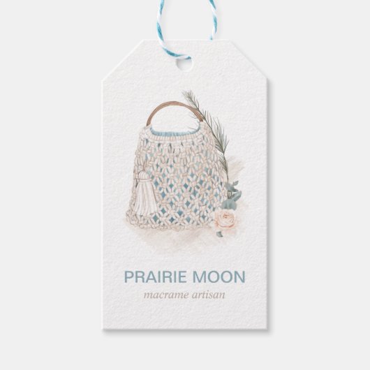 Boho Chic Waterverf Macrame Bag Boutique Cadeaulabel (Voorkant)