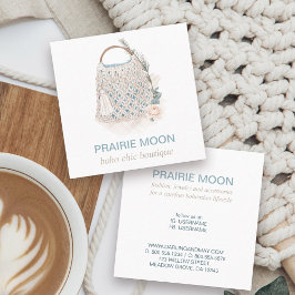 Boho Chic Waterverf Macrame Bag Square Business C Vierkante Visitekaartje