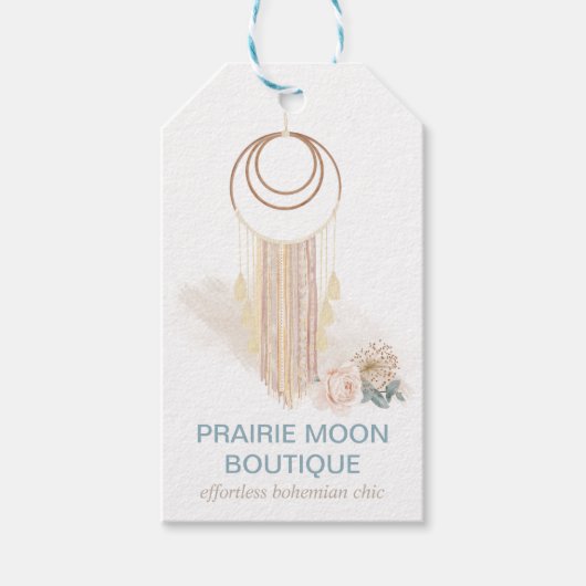 Boho Chic Waterverf Macrame Wall Hanging Boutique Cadeaulabel (Voorkant)