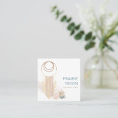 Boho Chic Waterverf Macrame Wand Hanging Vierkante Visitekaartje (Staand voorkant)