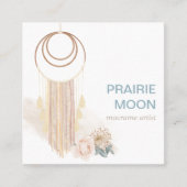 Boho Chic Waterverf Macrame Wand Hanging Vierkante Visitekaartje (Voorkant)