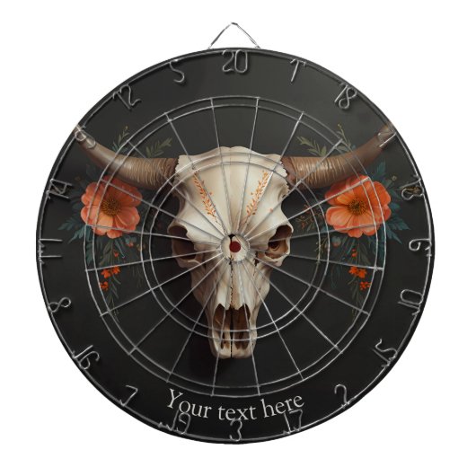 Boho Chic Waterverf Minimalistische Bloemen Koe Sc Dartbord (Voorkant)