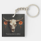 Boho Chic Waterverf Minimalistische Bloemen Koe Sc Sleutelhanger (Achterkant)