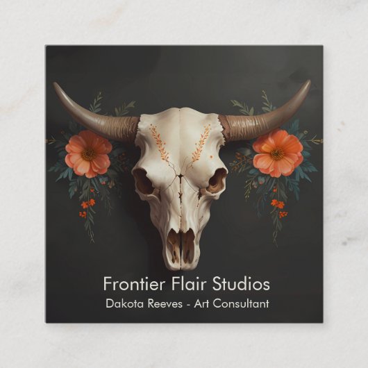 Boho Chic Waterverf Minimalistische Bloemen Koe Sc Vierkante Visitekaartje (Voorkant)