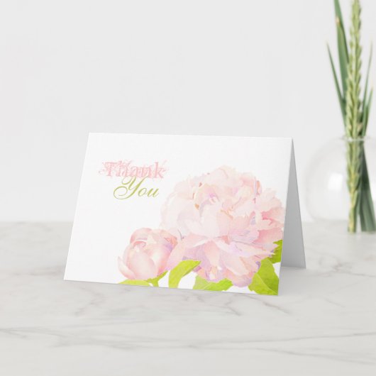 Boho Chic Waterverf Peony Wedding Bedankt (Voorkant)
