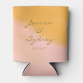 Boho Chic Waterverf Pink and Yellow Name Wedding Blikjeskoeler (Voorkant)