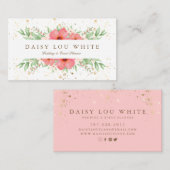 Boho Chic Waterverf Pink & Ivory Greenery Floral Visitekaartje (Voorkant / Achterkant)