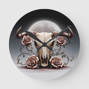 Boho Chic Waterverf Romantische Bloemen Koe Schede Ronde Klok