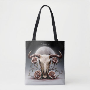 Boho Chic Waterverf Romantische Bloemen Koe Schede Tote Bag