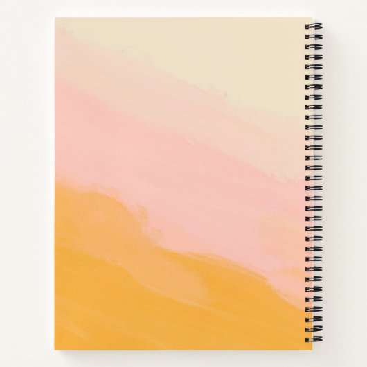 Boho Chic Waterverf Roze en Geel Gepersonaliseerd Notitieboek (Achterkant)