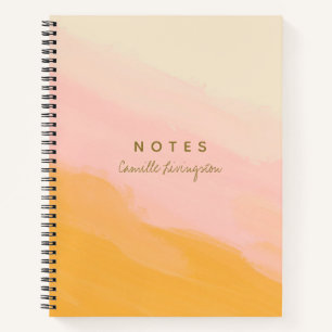 Boho Chic Waterverf Roze en Geel Gepersonaliseerd Notitieboek