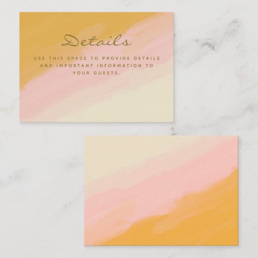 Boho Chic Waterverf Roze en Gele Gegevens Informatiekaartje (Voorkant / Achterkant)