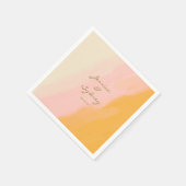 Boho Chic Waterverf Roze en Gele Naam Bruiloft Servet (Hoek)