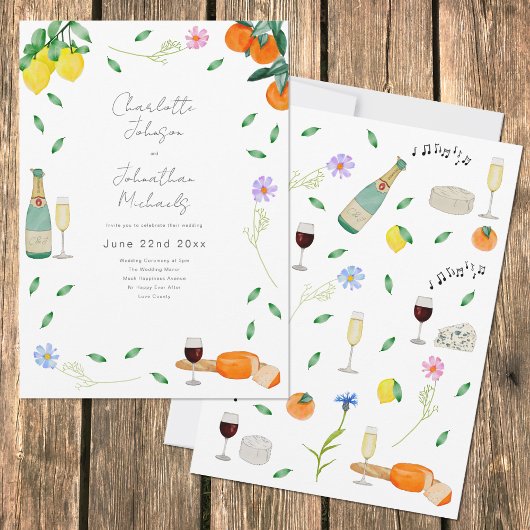 Boho Chic Waterverf Rustieke Zomer Huwelijk Kaart