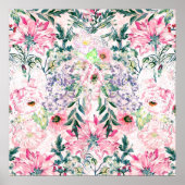 boho chic waterverf spring roze floraal poster (Voorkant)