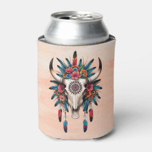Boho Chic Waterverf Tribal Floral Koe Schedel Blikjeskoeler