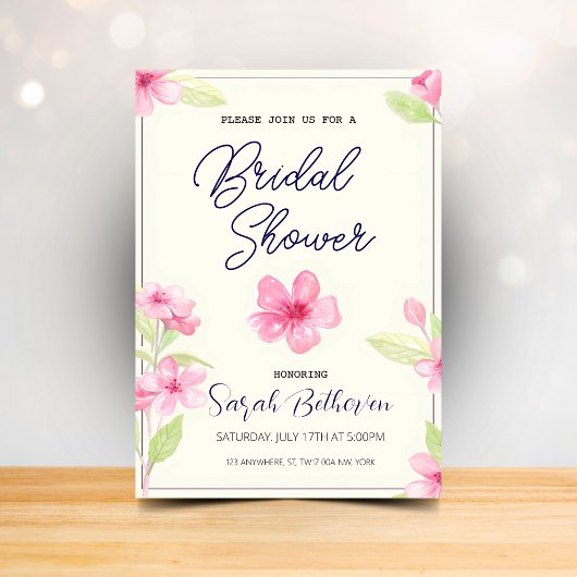 Boho Chic Waterverf Wilde Bloem Bruidsdouche Kaart