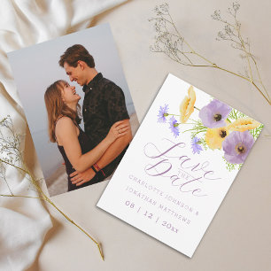 Boho Chic Waterverf Wilde Bloem Foto Bruiloft Save The Date