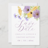 Boho Chic Waterverf Wilde Bloem Foto Bruiloft Save The Date (Voorkant)