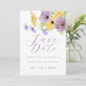Boho Chic Waterverf Wilde Bloem Foto Bruiloft Save The Date (Staand voorkant)