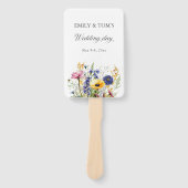 Boho Chic Waterverf Wilde Bloemen Huwelijksprogram Handwaaier (Voorkant)