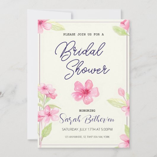 Boho Chic Waterverf Wildflower Vrijgezellenfeest Kaart (Voorkant)