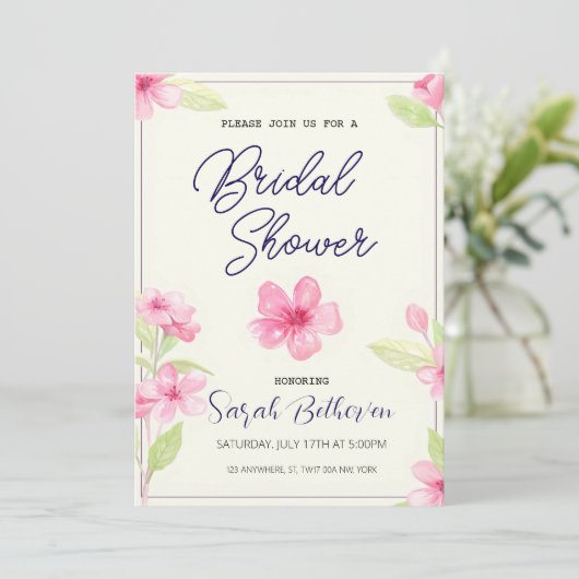 Boho Chic Waterverf Wildflower Vrijgezellenfeest Kaart (Staand voorkant)