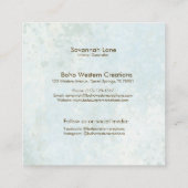 Boho Chic Waterverf Witte Bloemen Koe Schedel Vierkante Visitekaartje (Achterkant)