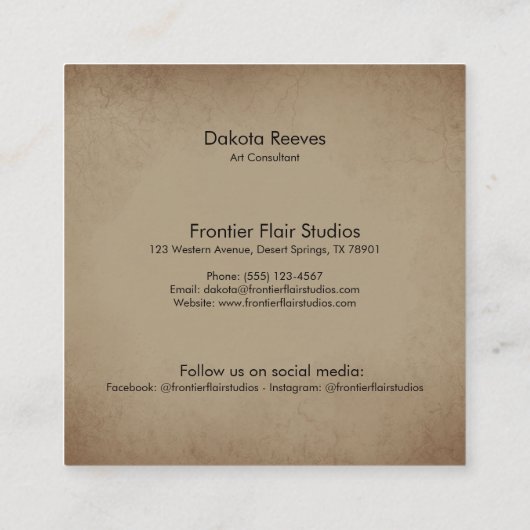 Boho Chic Waterverf Zonnebloem Veer Koe Schedel Vierkante Visitekaartje (Achterkant)