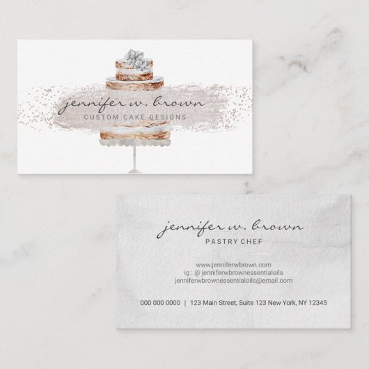 Boho Chic Wedding Cake met Glitter Visitekaartje (Voorkant / Achterkant)