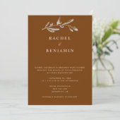 Boho Chic Wedding Elegant Terracotta Botanisch Kaart (Staand voorkant)