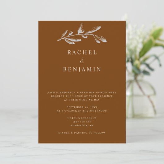 Boho Chic Wedding Elegant Terracotta Botanisch Kaart (Staand voorkant)