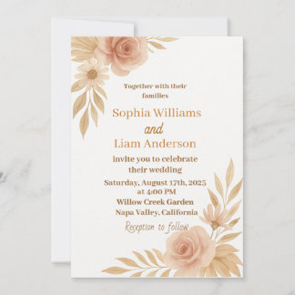 Boho Chic Wedding Invitation – Bewerkbare Sjabloon Kaart