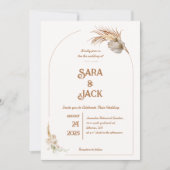 Boho Chic Wedding Invitation Pampas Grass Kaart (Voorkant)