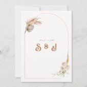 Boho Chic Wedding Invitation Pampas Grass Kaart (Achterkant)