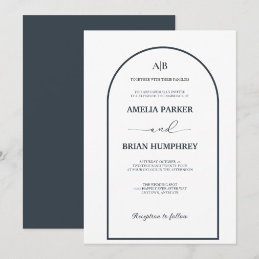 Boho Chic Wedding Modern Arch Minimalist Wedding I Kaart (Voorkant / Achterkant)