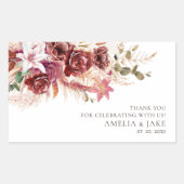Boho Chic Wedding Sticker – Burgundy Blush Floral (Voorkant)