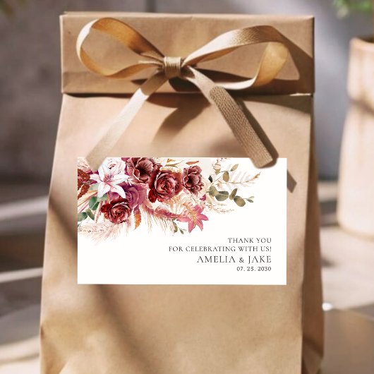 Boho Chic Wedding Sticker – Burgundy Blush Floral