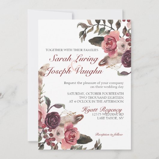 Boho Chic Wedding Uitnodiging (Voorkant)