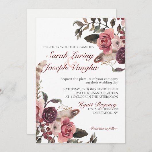 Boho Chic Wedding Uitnodiging (Voorkant / Achterkant)