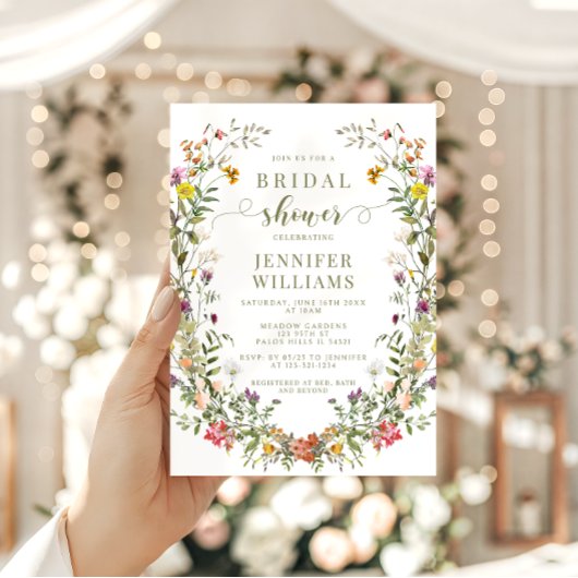 Boho Chic Weide Wilde Bloemenkrans Bruidsfeest Kaart