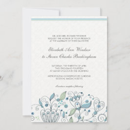 BOHO Chic Whimsical Garden Wedding Blue Kaart