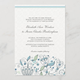 BOHO Chic Whimsical Garden Wedding Blue Kaart