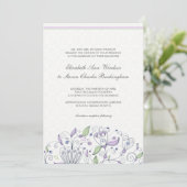 BOHO Chic Whimsical Garden Wedding Paars Kaart (Staand voorkant)