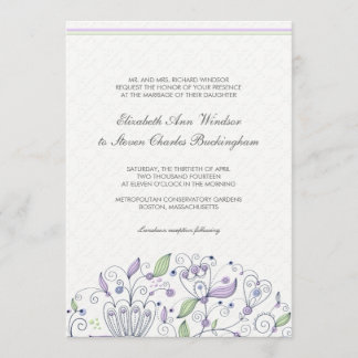 BOHO Chic Whimsical Garden Wedding Paars Kaart