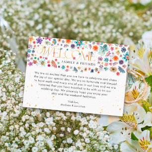 Boho Chic Whimsical Wilde Bloem Gouden Typografie Plaatskaartje