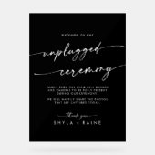 Boho Chic White Black Wedding Unplugged Ceremony Acryl Bord (Voorkant)