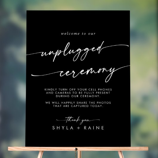 Boho Chic White Black Wedding Unplugged Ceremony Acryl Bord (Neutraal)