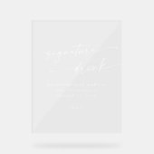 Boho Chic White Clear Wedding Signature Drink Acryl Bord (Voorkant)