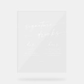 Boho Chic White Clear Wedding Signature Drinken Acryl Bord (Voorkant)